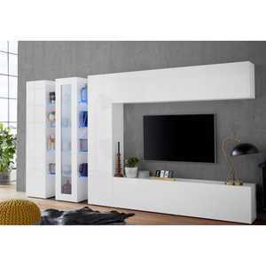 Harmony Modern White High Gloss Entertainment Center with Ample Storage - Furniture.Agency