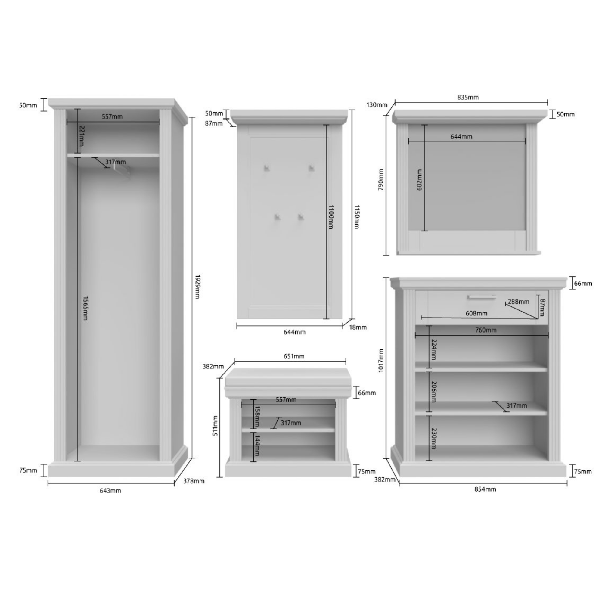 Tara 5-Piece Hallway Set - Furniture.Agency