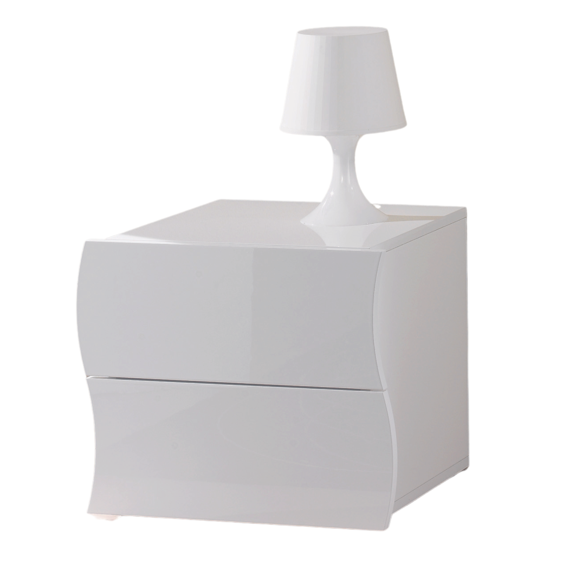 Onda Modern Glossy White Nightstand with Two Spacious Drawers - Furniture.Agency
