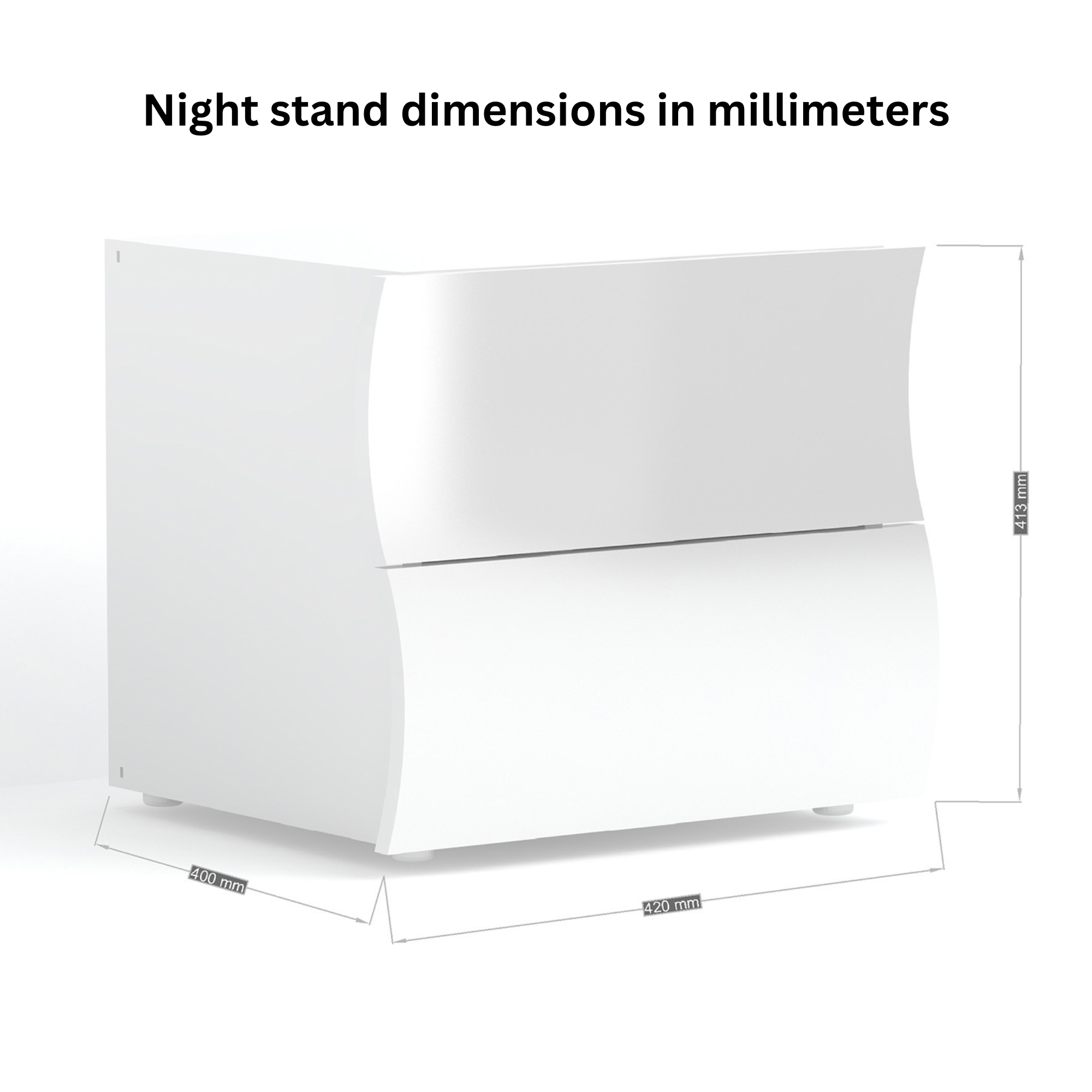 Onda Modern Glossy White Nightstand with Two Spacious Drawers - Furniture.Agency