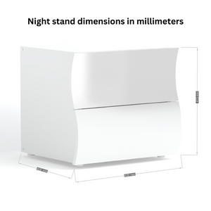 Onda Modern Spacious with Glossy Nightstand Two White Drawers –