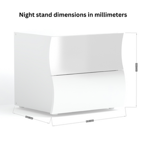 Onda Modern Glossy White Nightstand with Two Spacious Drawers –