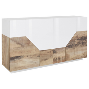 Modern Italian Sideboard Alien - High Gloss White with Wood Grain Finish -  - 78.7 inches wide - Furniture.Agency