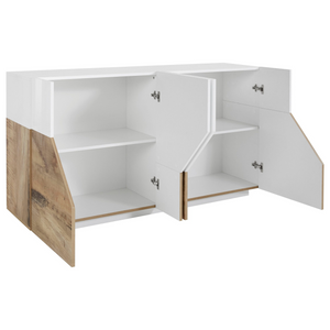 Modern Italian Sideboard Alien - High Gloss White with Wood Grain Finish -  - 78.7 inches wide - Furniture.Agency