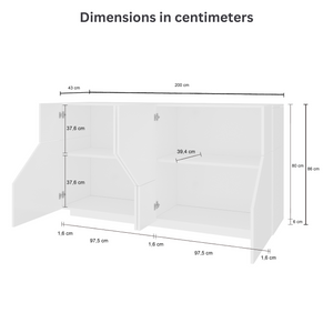 Modern Italian Sideboard Alien - High Gloss White with Wood Grain Finish -  - 78.7 inches wide - Furniture.Agency