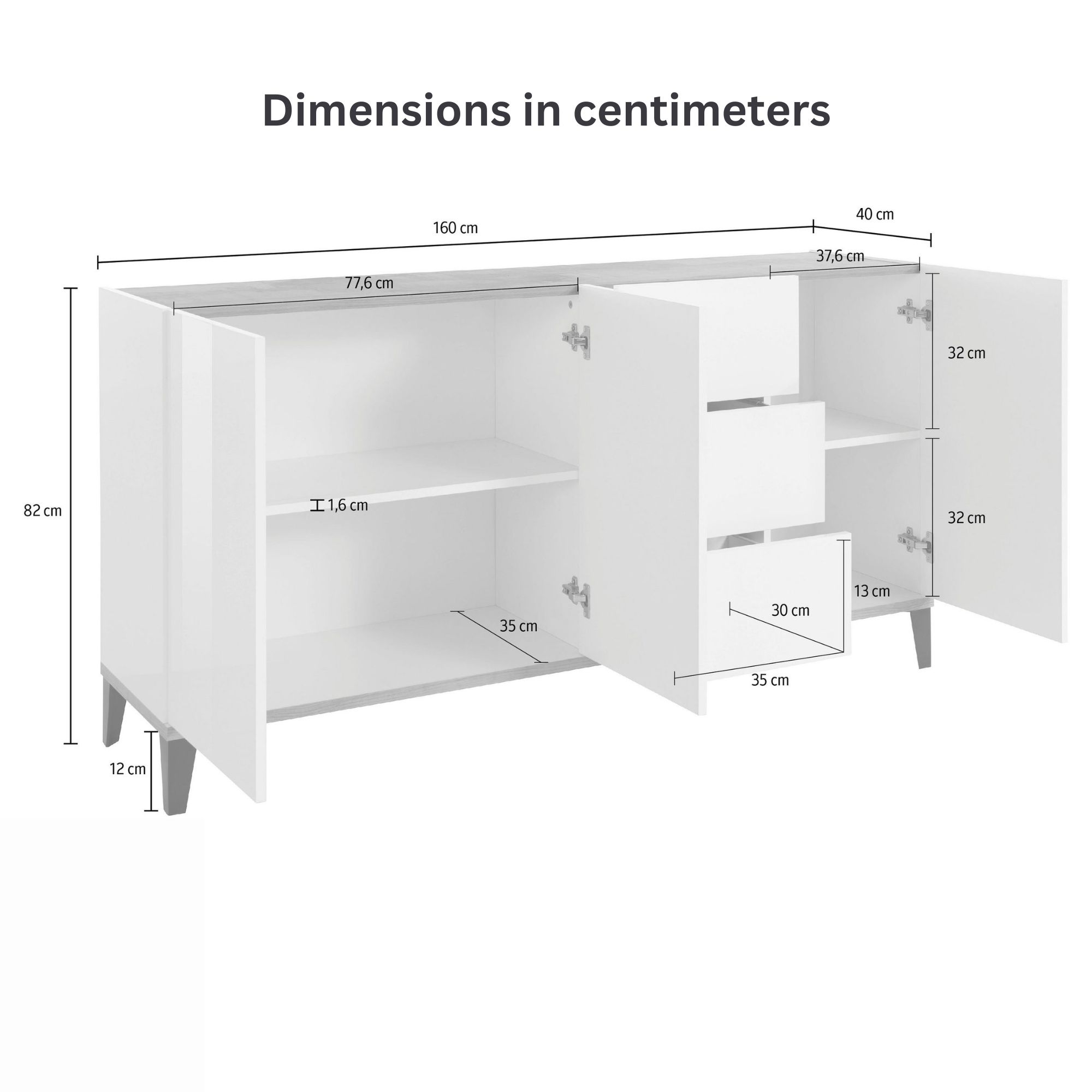 SUNRISE Modern Sideboard with Ample Storage in Trendy Colors - Furniture.Agency