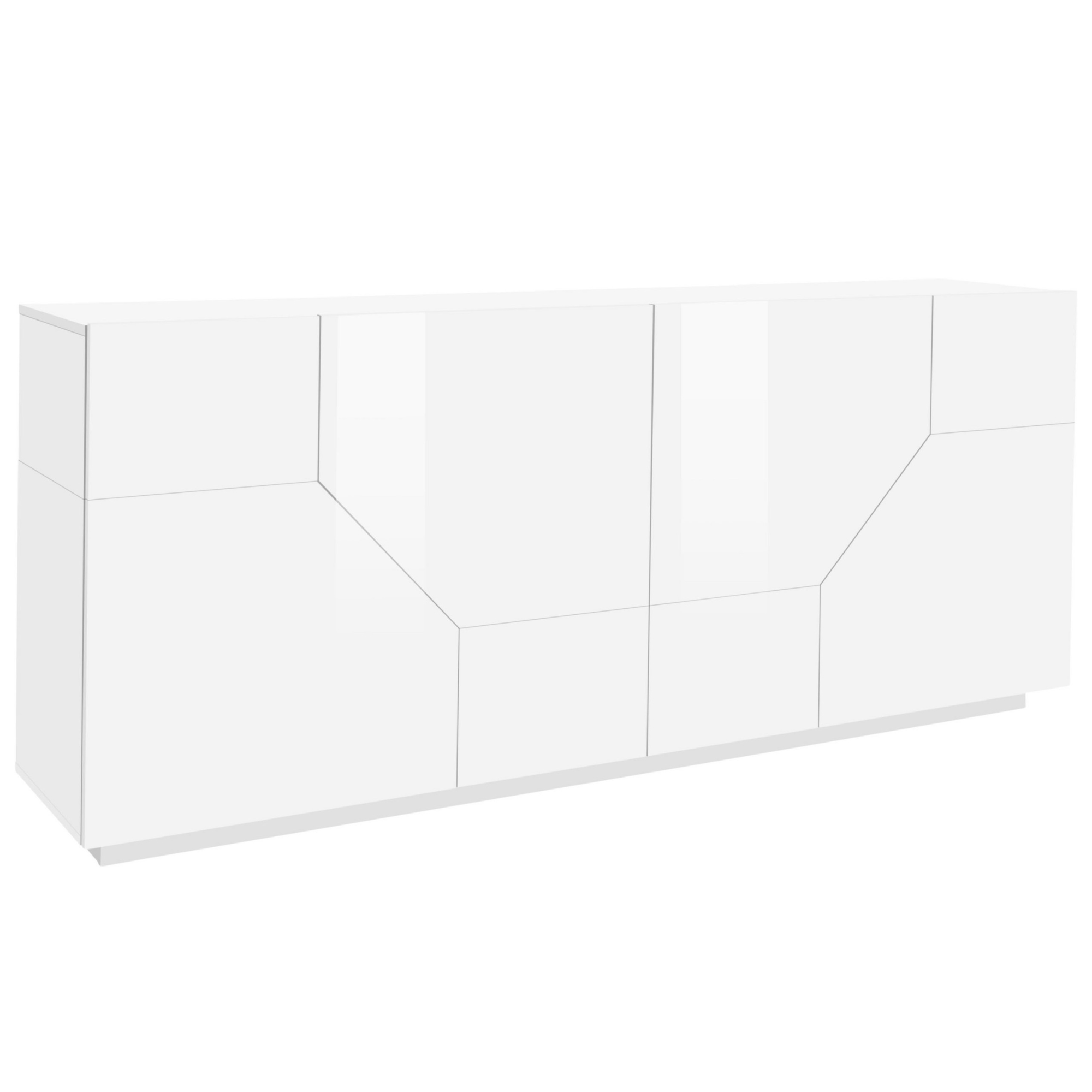 ALIEN Modern White Gloss Sideboard with Abstract Design - Furniture.Agency