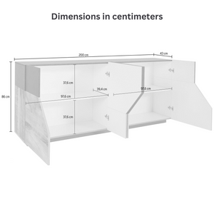 ALIEN Modern White Gloss Sideboard with Abstract Design - Furniture.Agency