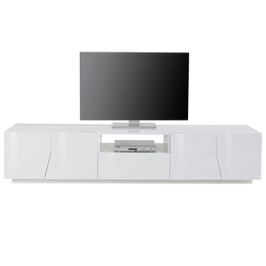 ALIEN TV Stand - High Gloss White with Wood Grain Finish - 86.6 Inches Wide - Furniture.Agency