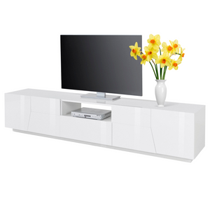 ALIEN TV Stand - High Gloss White with Wood Grain Finish - 86.6 Inches Wide - Furniture.Agency