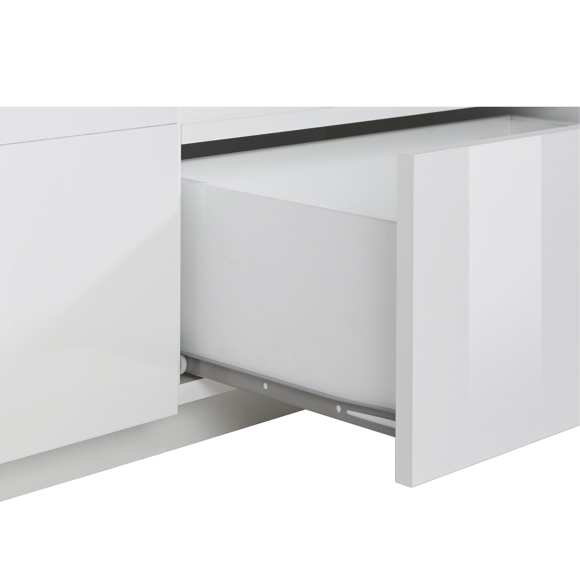ALIEN TV Stand - High Gloss White with Wood Grain Finish - 86.6 Inches Wide - Furniture.Agency