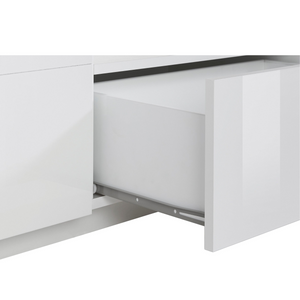 ALIEN TV Stand - High Gloss White with Wood Grain Finish - 86.6 Inches Wide - Furniture.Agency