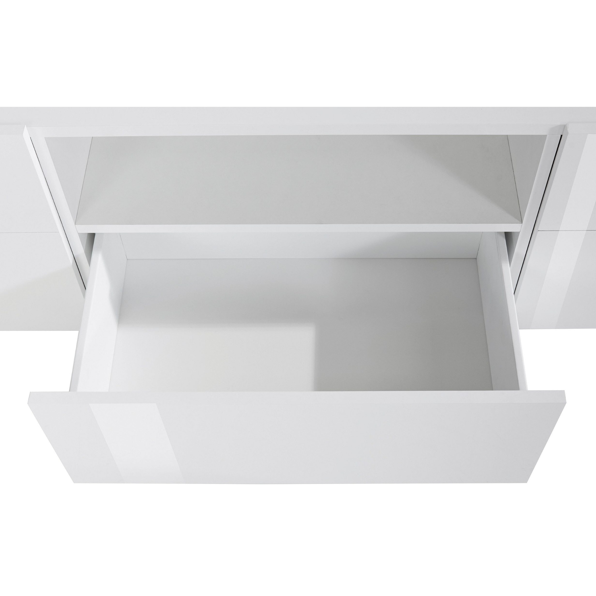 ALIEN TV Stand - High Gloss White with Wood Grain Finish - 86.6 Inches Wide - Furniture.Agency