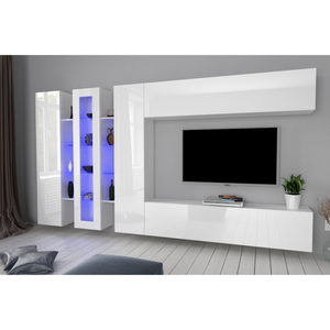 Harmony Modern White High Gloss Entertainment Center with Ample Storage - Furniture.Agency