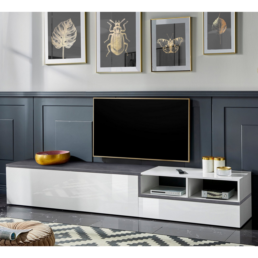 ZEN TV Stand with High-Gloss Finish and Push-to-Open Doors - Furniture.Agency