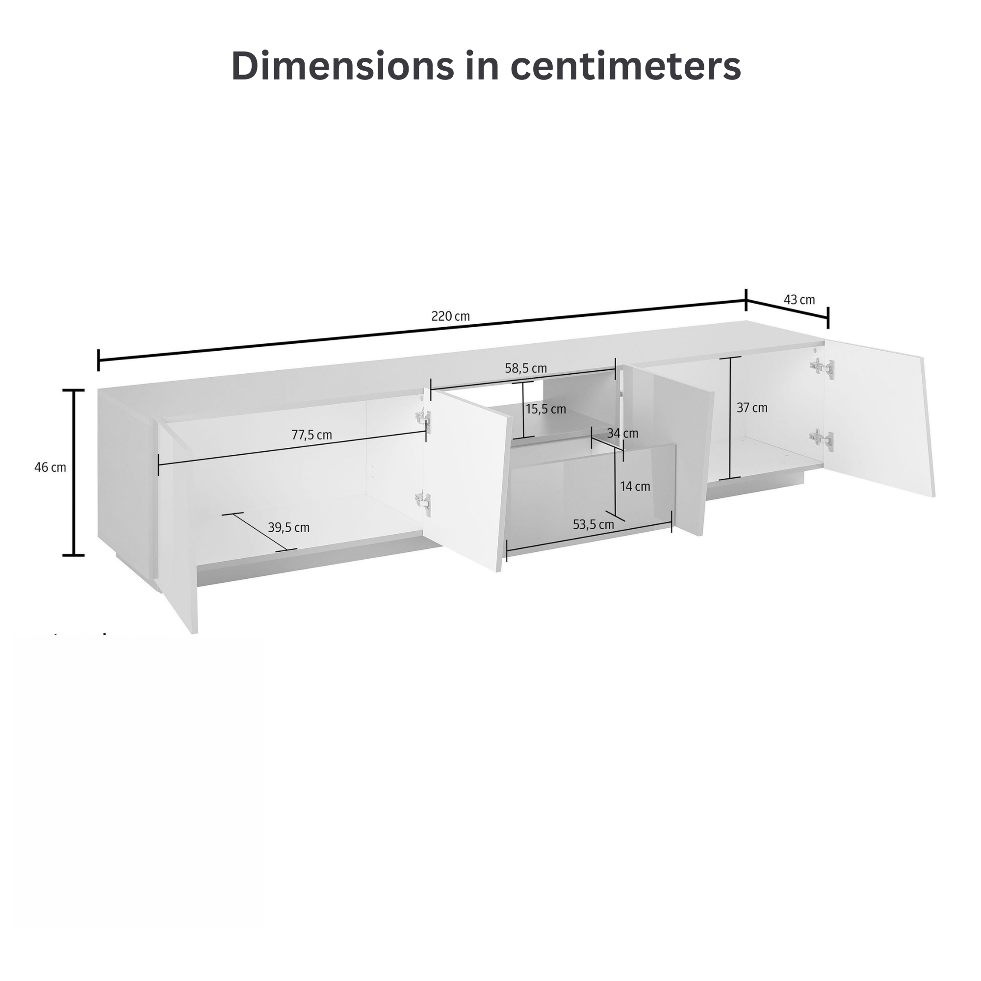 VEGA 86-inch 2 Cabinet 1 Drawer High Gloss TV Stand - Furniture.Agency