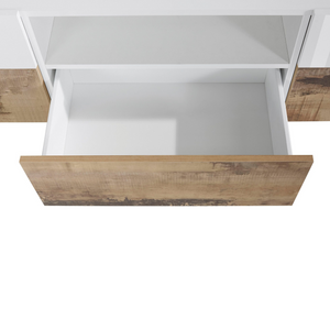 ALIEN TV Stand - High Gloss White with Wood Grain Finish - 86.6 Inches Wide - Furniture.Agency