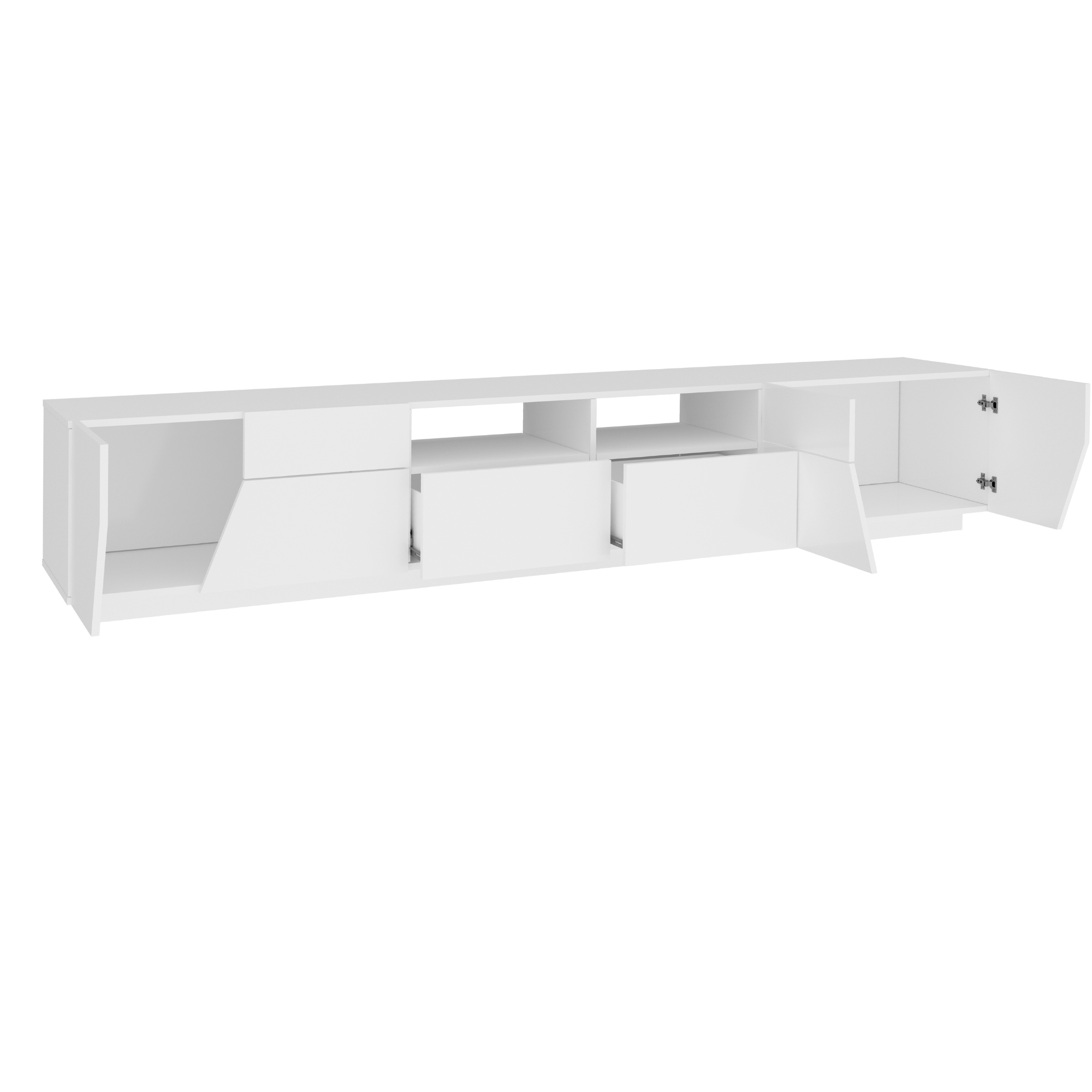 Alien TV Stand in - High Gloss White with Wood Grain Finish -  102inch. - Furniture.Agency