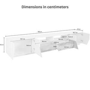 Alien TV Stand in - High Gloss White with Wood Grain Finish -  102inch. - Furniture.Agency