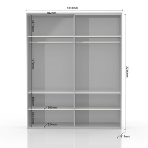 Gala Wardrobe with  Two Sliding Doors and Wood Décor Application - Furniture.Agency