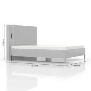 Piano Platform Bed  - Queen Size with Geometric Headboard and High-Gloss Finish - Furniture.Agency