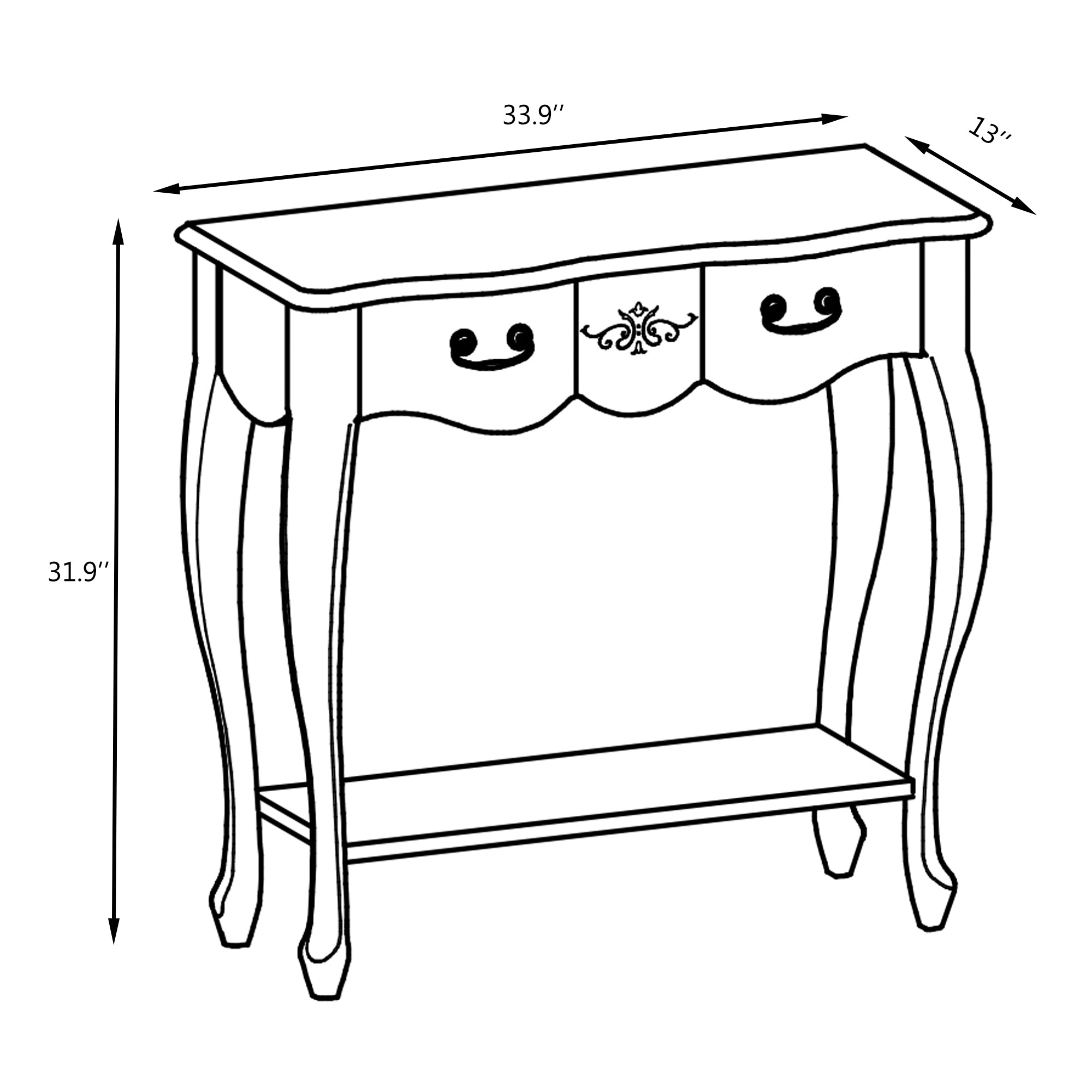 Golen Solid Wood Console Table With Shelf - Furniture.Agency