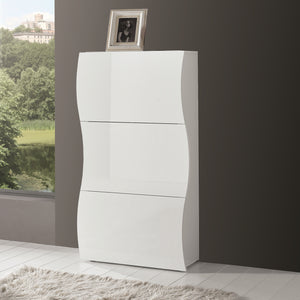 Onda White Gloss 3 Doors Shoe Cabinet - Furniture.Agency