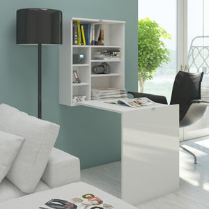 Hide Fold Out Wall Mount Desk with Hutch - Furniture.Agency