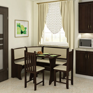 Breakfast Nook 4-Piece Corner Dining Set, Multiple Finishes - Furniture.Agency