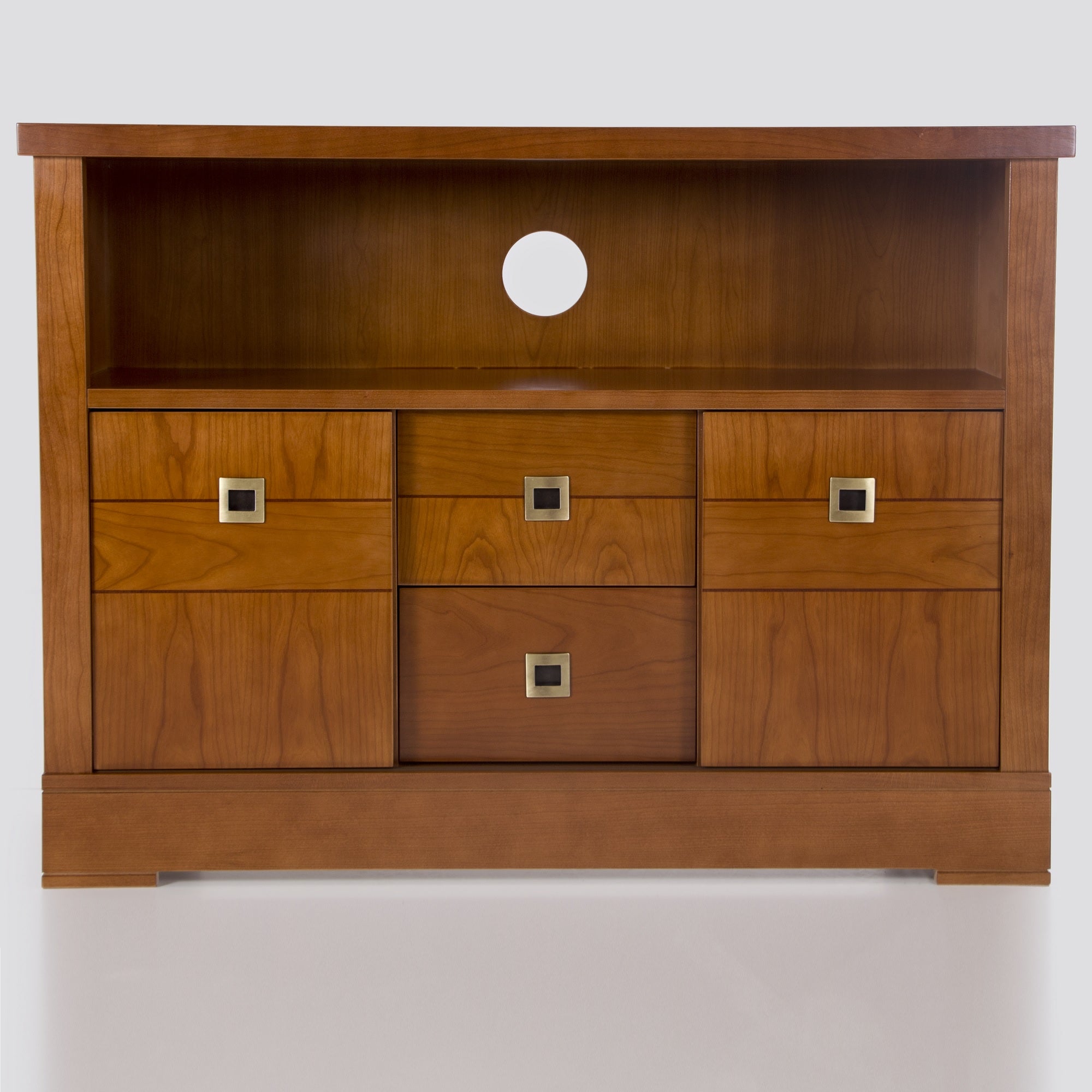 Ellen 2 Sliding Doors Cabinets 2 Drawers Solid Wood TV Stand - Furniture.Agency