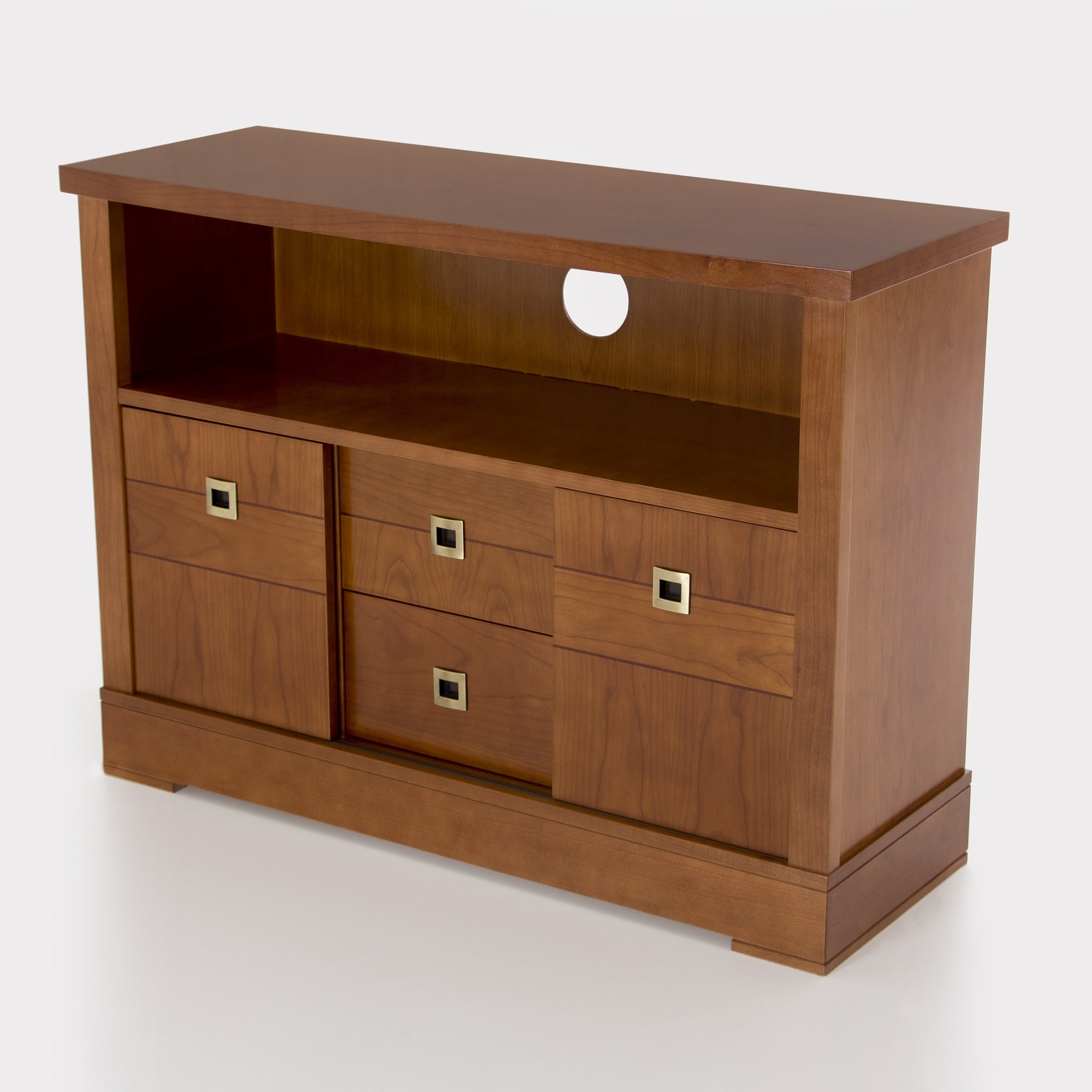 Ellen 2 Sliding Doors Cabinets 2 Drawers Solid Wood TV Stand - Furniture.Agency