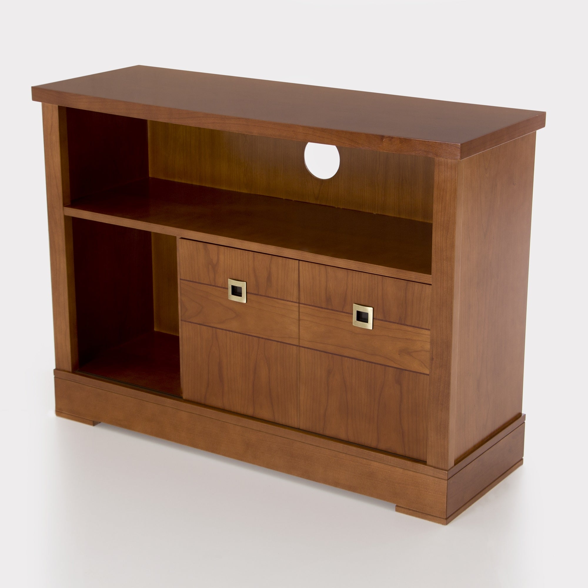 Ellen 2 Sliding Doors Cabinets 2 Drawers Solid Wood TV Stand - Furniture.Agency