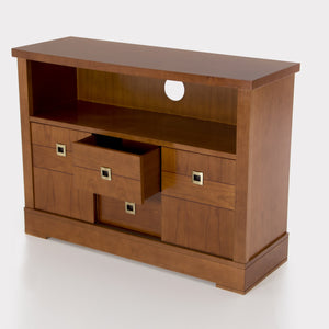 Ellen 2 Sliding Doors Cabinets 2 Drawers Solid Wood TV Stand - Furniture.Agency