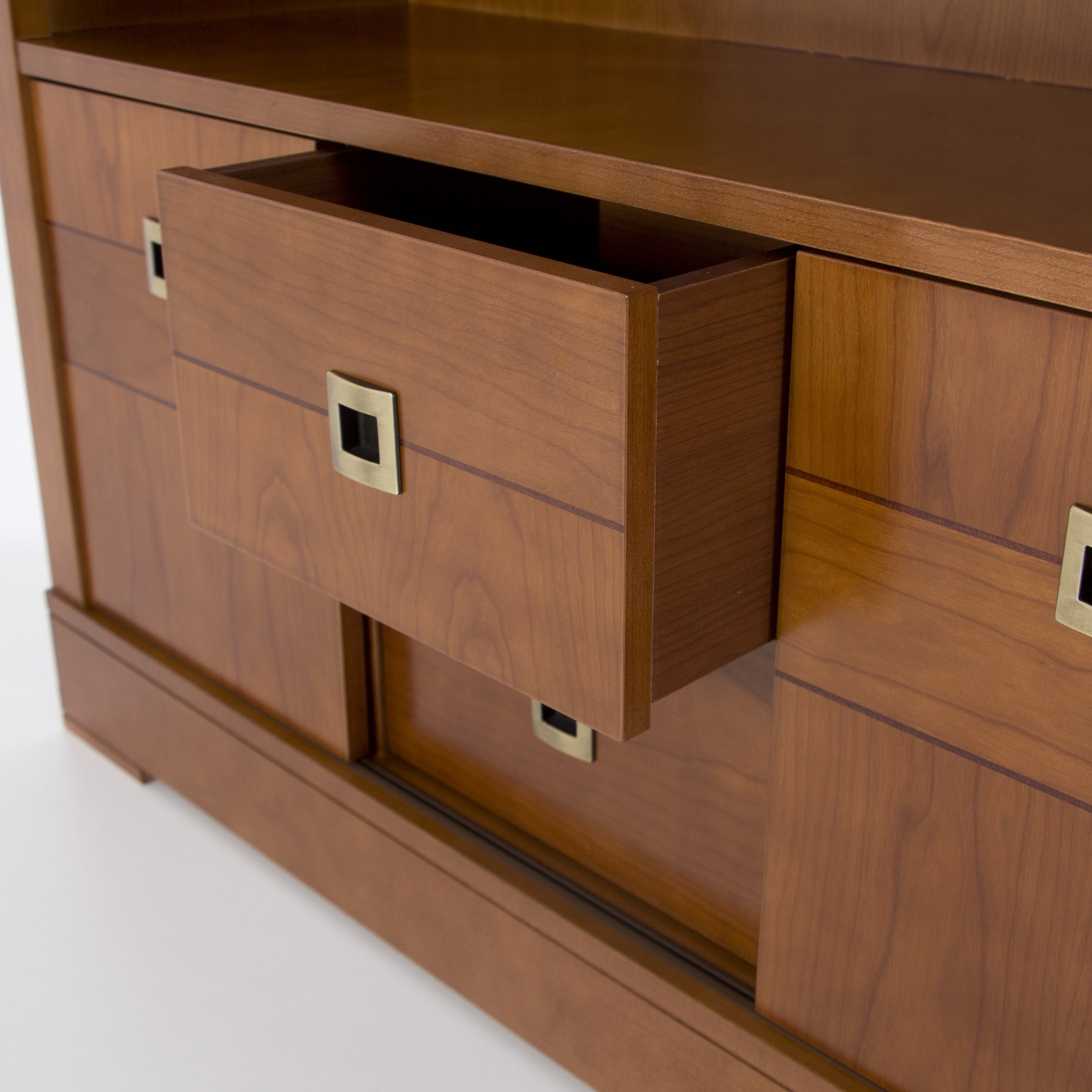 Ellen 2 Sliding Doors Cabinets 2 Drawers Solid Wood TV Stand - Furniture.Agency