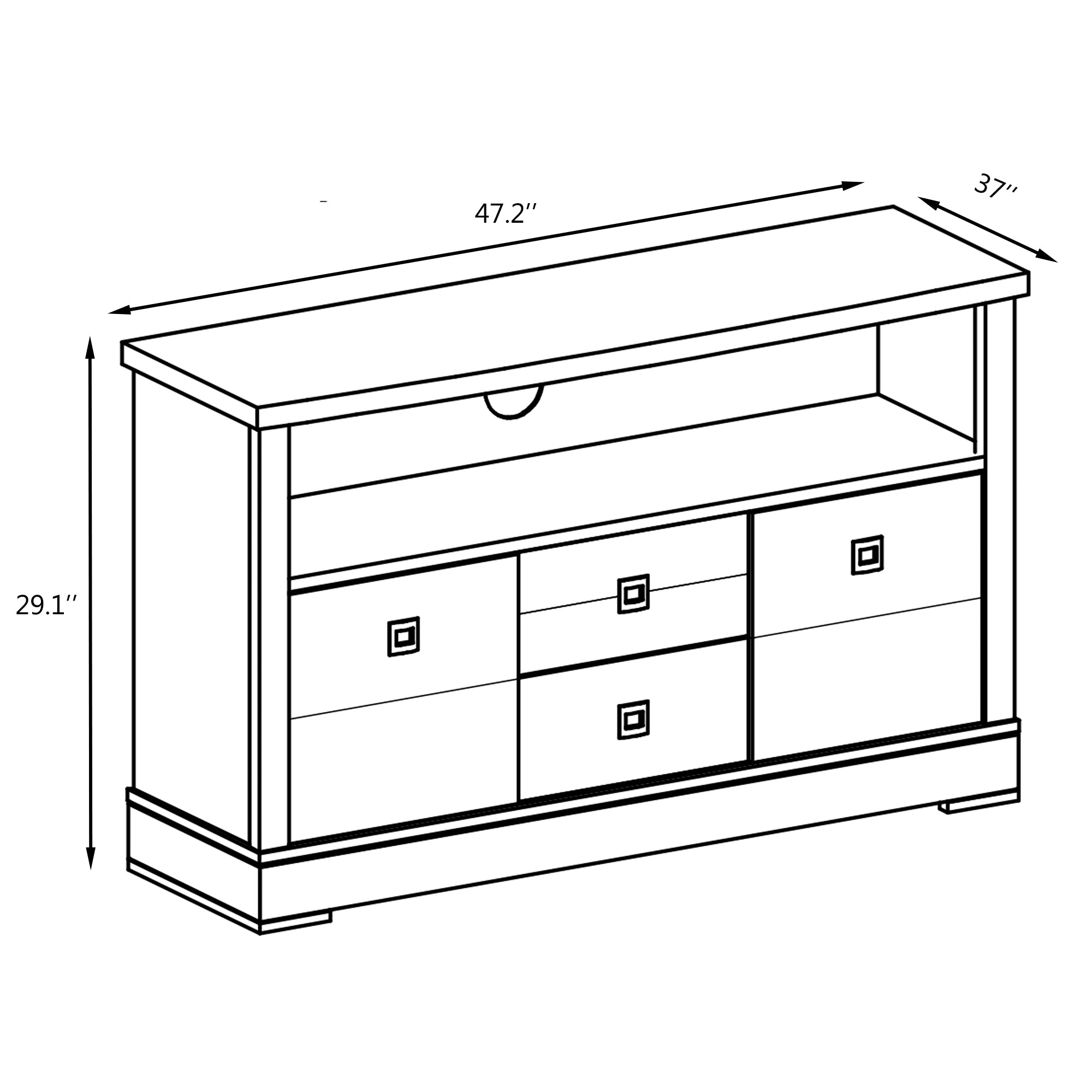 Ellen 2 Sliding Doors Cabinets 2 Drawers Solid Wood TV Stand - Furniture.Agency