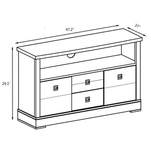 Ellen 2 Sliding Doors Cabinets 2 Drawers Solid Wood TV Stand - Furniture.Agency