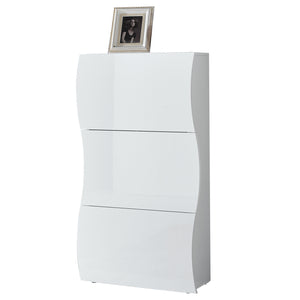 Onda White Gloss 3 Doors Shoe Cabinet - Furniture.Agency