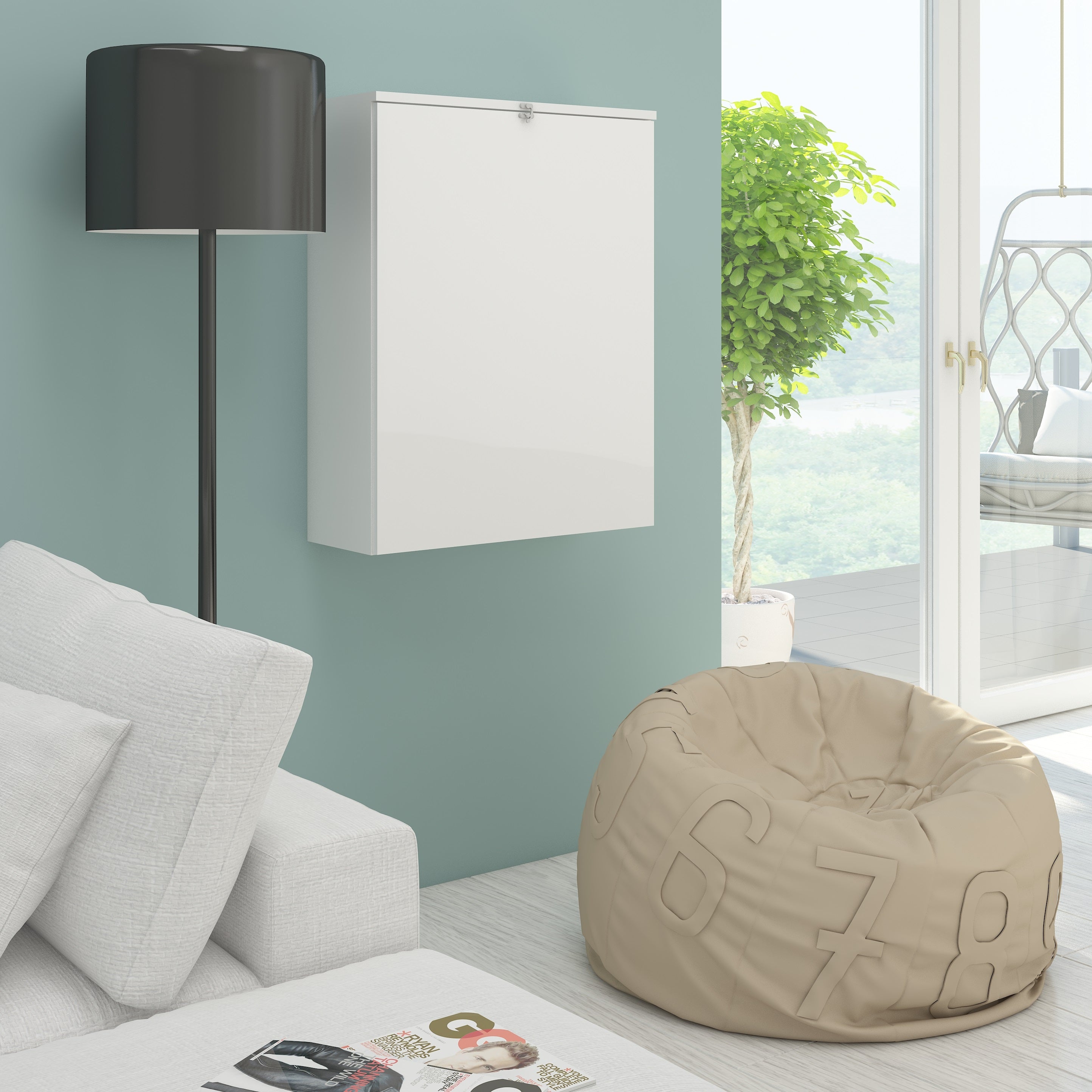 Hide Fold Out Wall Mount Desk with Hutch - Furniture.Agency