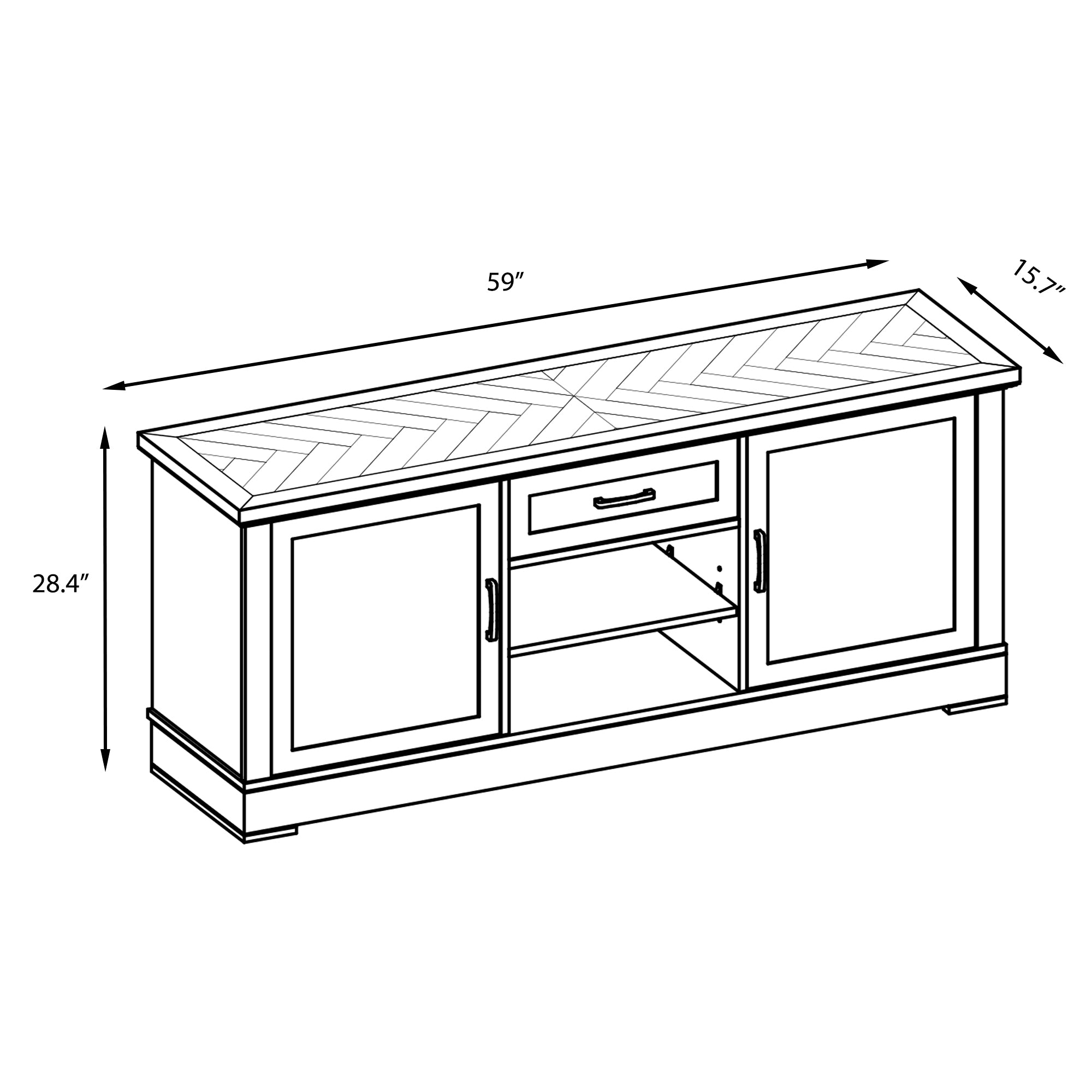 Carson 2 Cabinets 1 Drawer Solid Wood TV Stand - Furniture.Agency