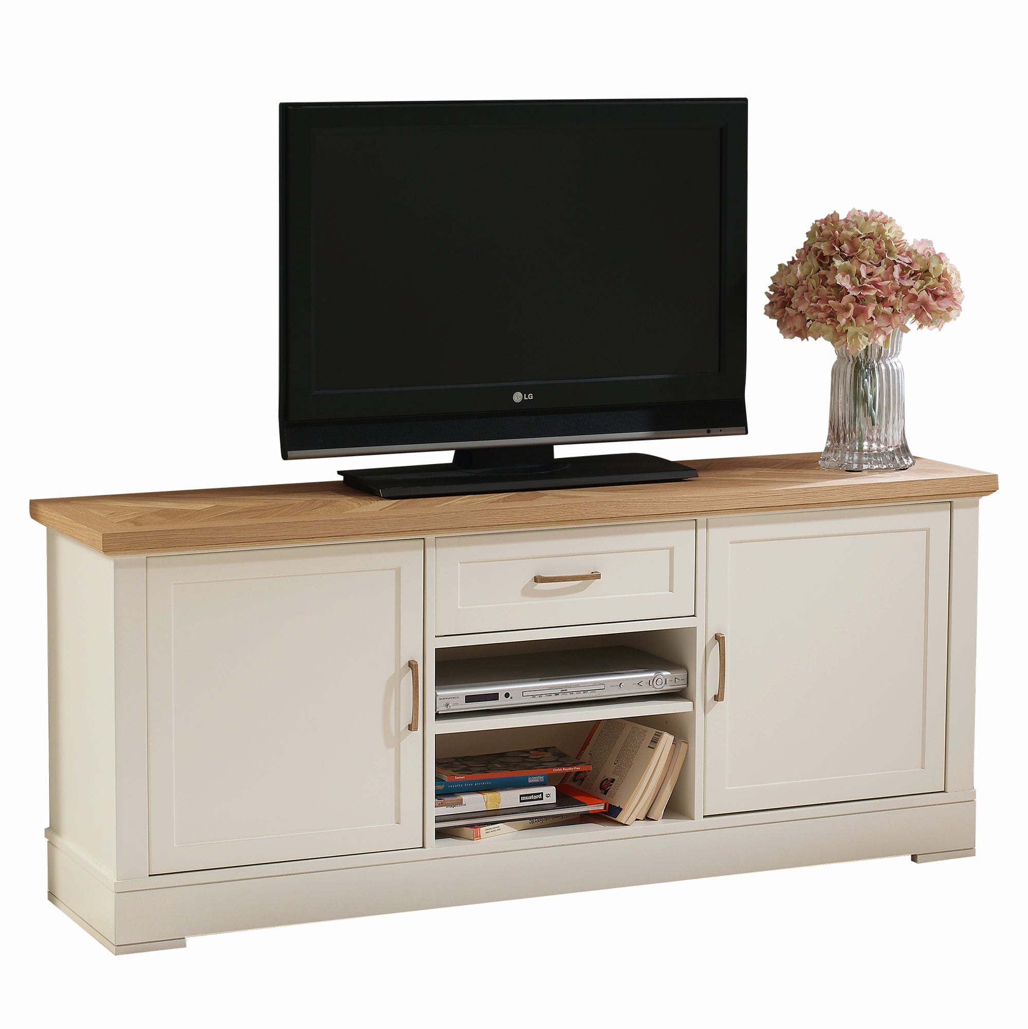 Carson 2 Cabinets 1 Drawer Solid Wood TV Stand - Furniture.Agency