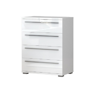 Piano 4 Drawer Chest of Drawers White High Gloss - Furniture.Agency