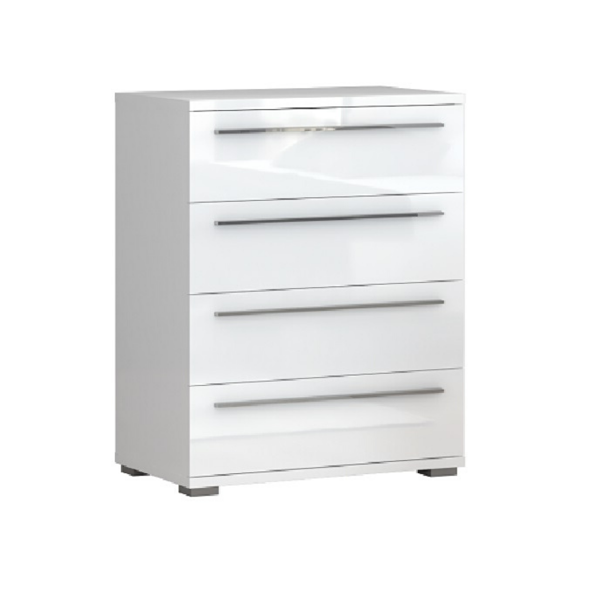 Piano 4 Drawer Chest of Drawers White High Gloss - Furniture.Agency