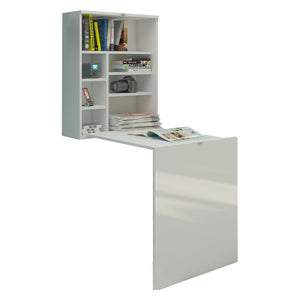 Hide Fold Out Wall Mount Desk with Hutch - Furniture.Agency