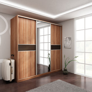 PUERTO Sliding 3-Door Mirror Wardrobe - Furniture.Agency