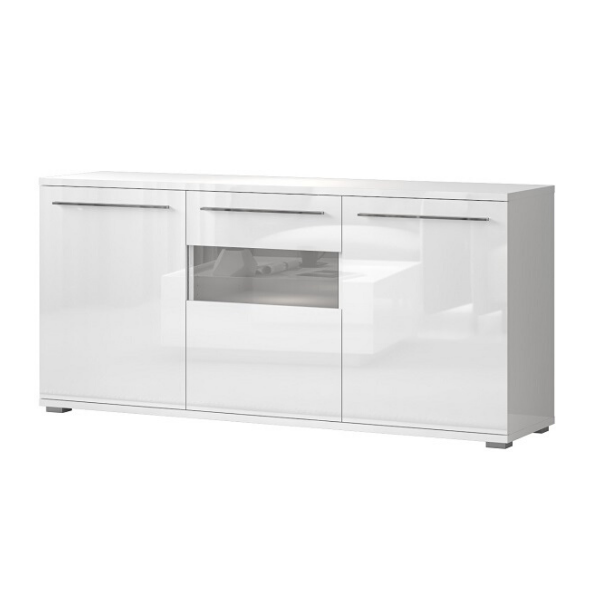 Piano 70 inch 3 Cabinet White High Gloss Sideboard - Furniture.Agency