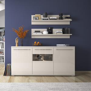 Piano 70 inch 3 Cabinet White High Gloss Sideboard - Furniture.Agency