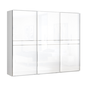 Piano 3 Sliding Door Wardrobe White High Gloss - Furniture.Agency