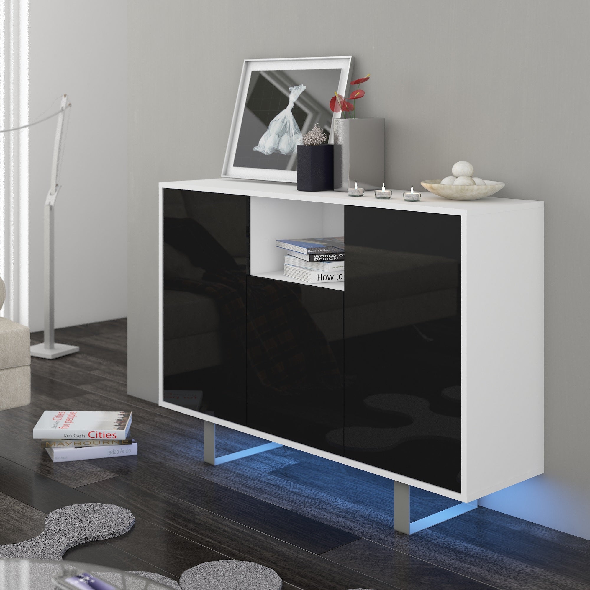 King High Gloss Sideboard, Multiple Finishes - Furniture.Agency