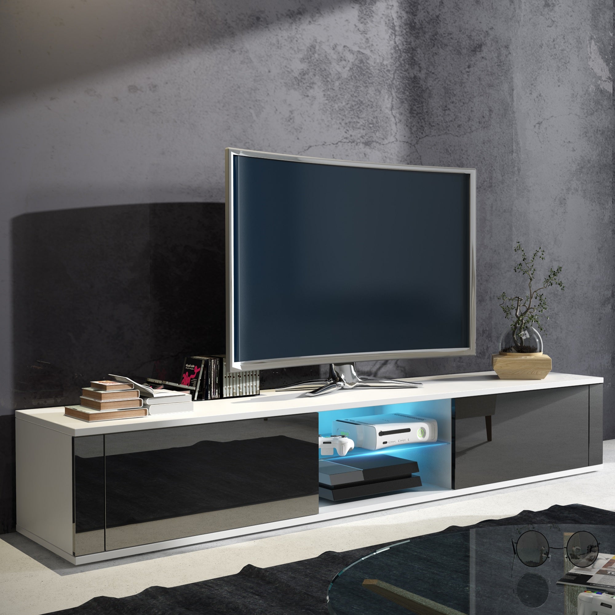 Hit TV Stand with LED, Multiple Finishes - Furniture.Agency