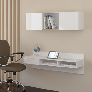Uno Wall-Mounted Floating Home Office Set, Multiple Finishes - Furniture.Agency